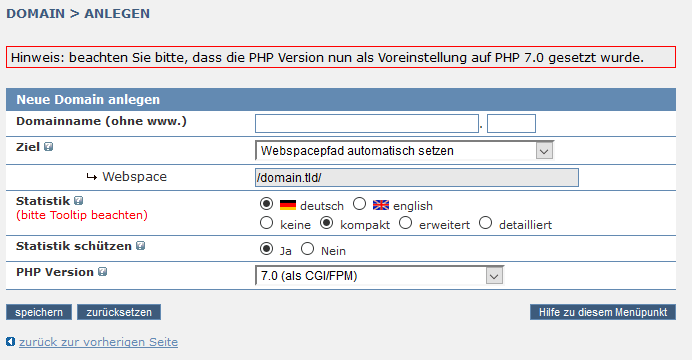 Weitere Domains registrieren