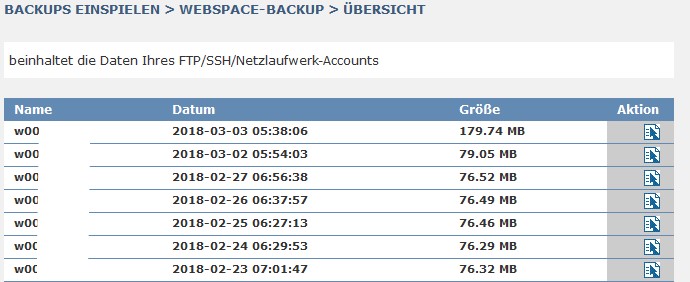 FTP Backup ganz einfach einspielen oder einbinden