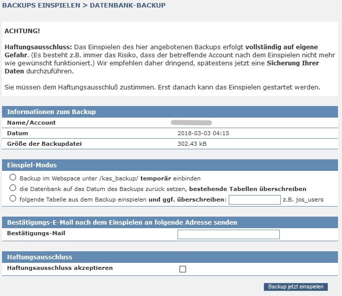MySQL Backups per Mausklick