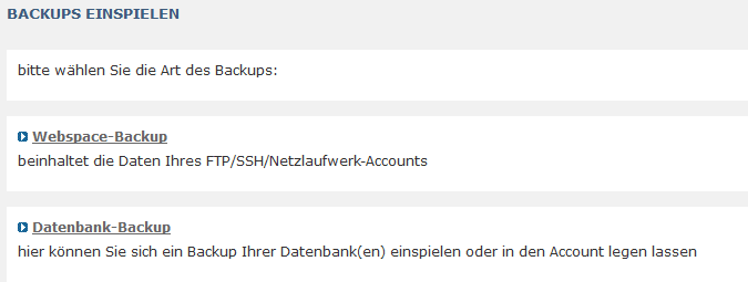 Webhoster Backup Tool: Mysql Backup und FTP Backup
