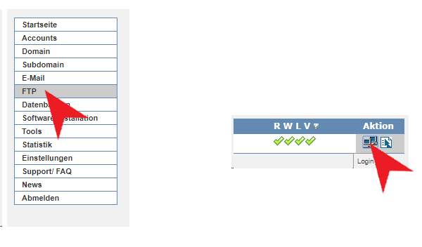 Über das WebFTP legen Sie ganz einfach Symlinks an
