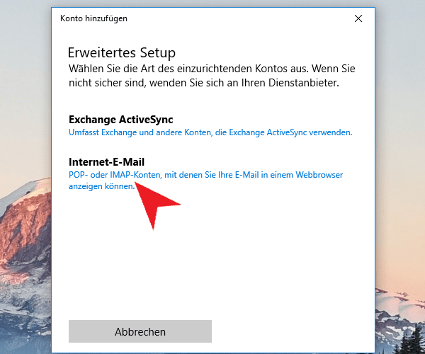Wie Sie Ihr Imap Postfach mit der Windows 10 App einrichten.

